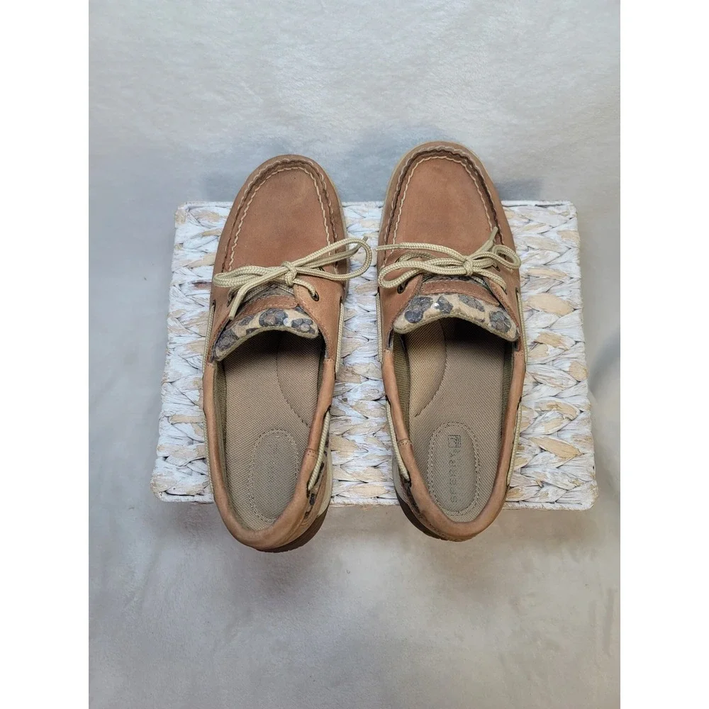 Sperry Top Sider Coastal Nautical Preppy Loafers Boat Shoe Animal Print Size 8.5